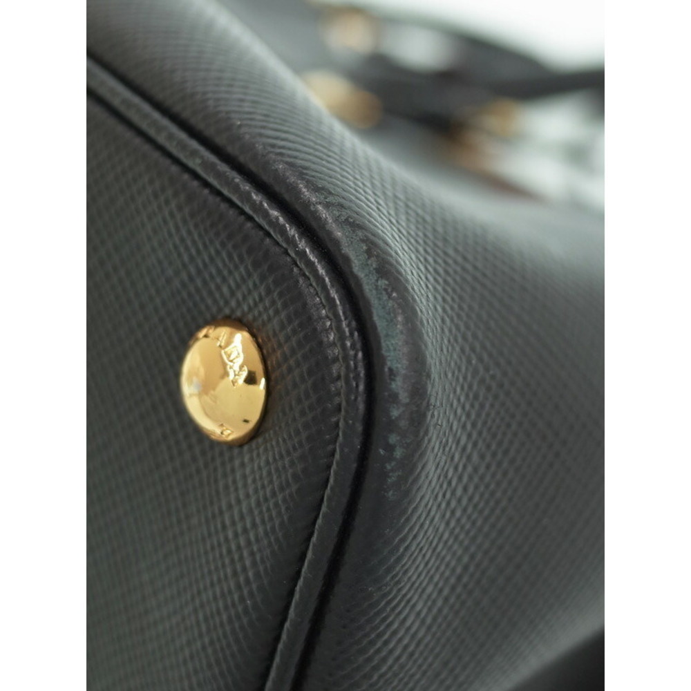 Prada Saffiano Leather Double Shoulder Bag black - Picture 4 of 9